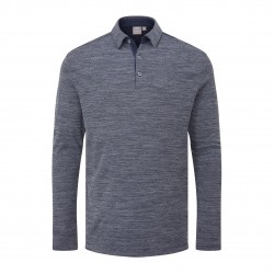 Polo de manga larga Creek para hombre - Azul marino jaspeado