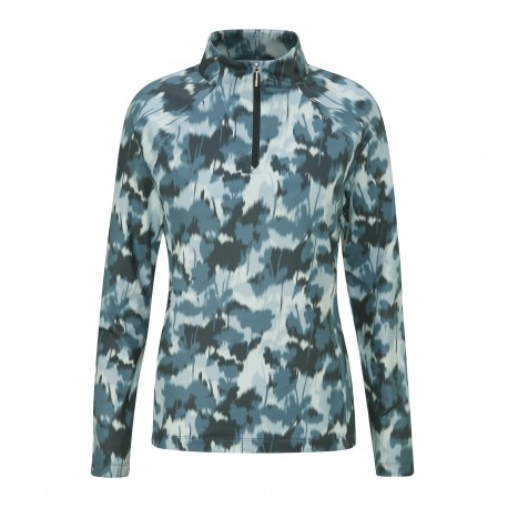 Polo de manga larga estampada para mujer Jasmine - Azul marino multicolor